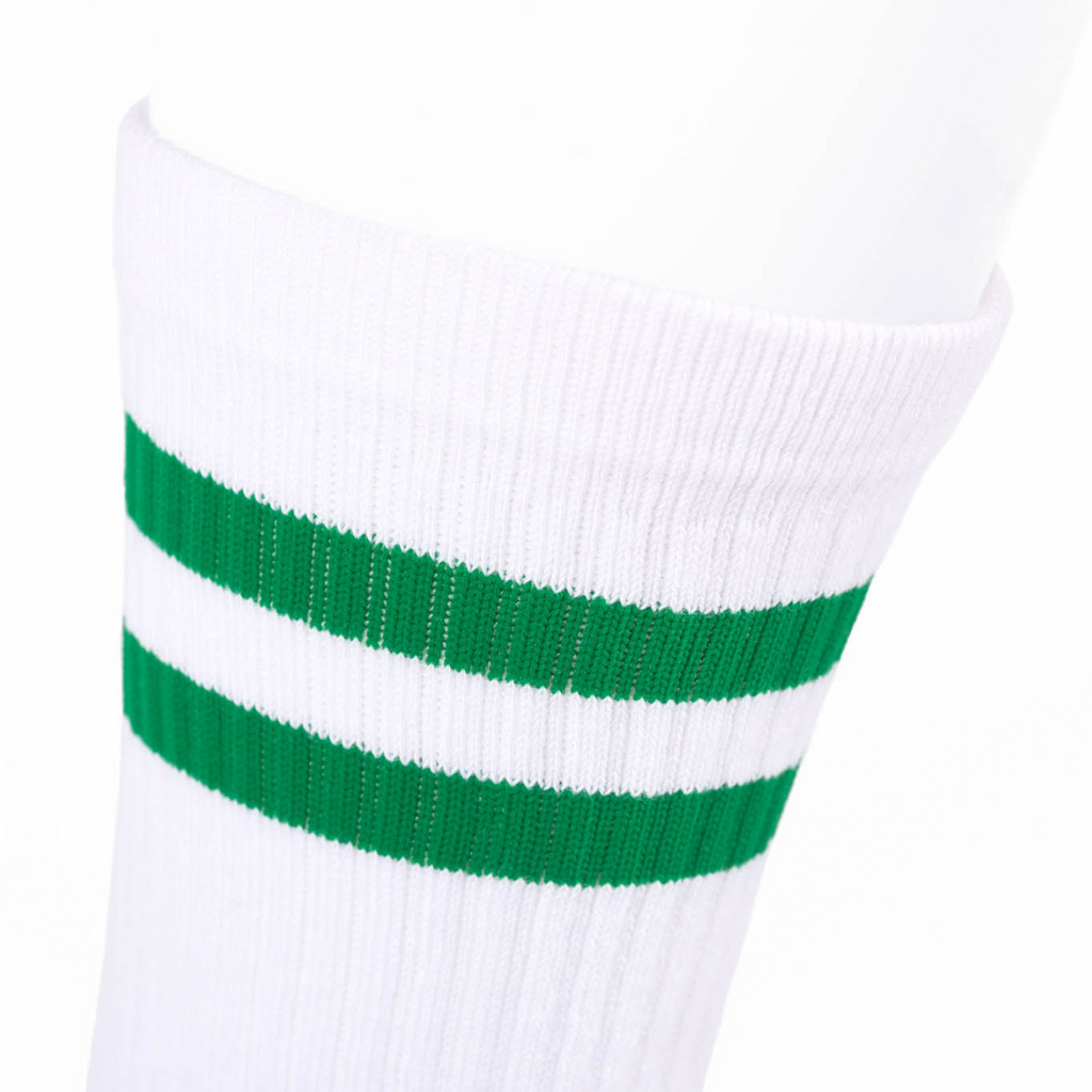 Athletic socks  - Double stripes white/green