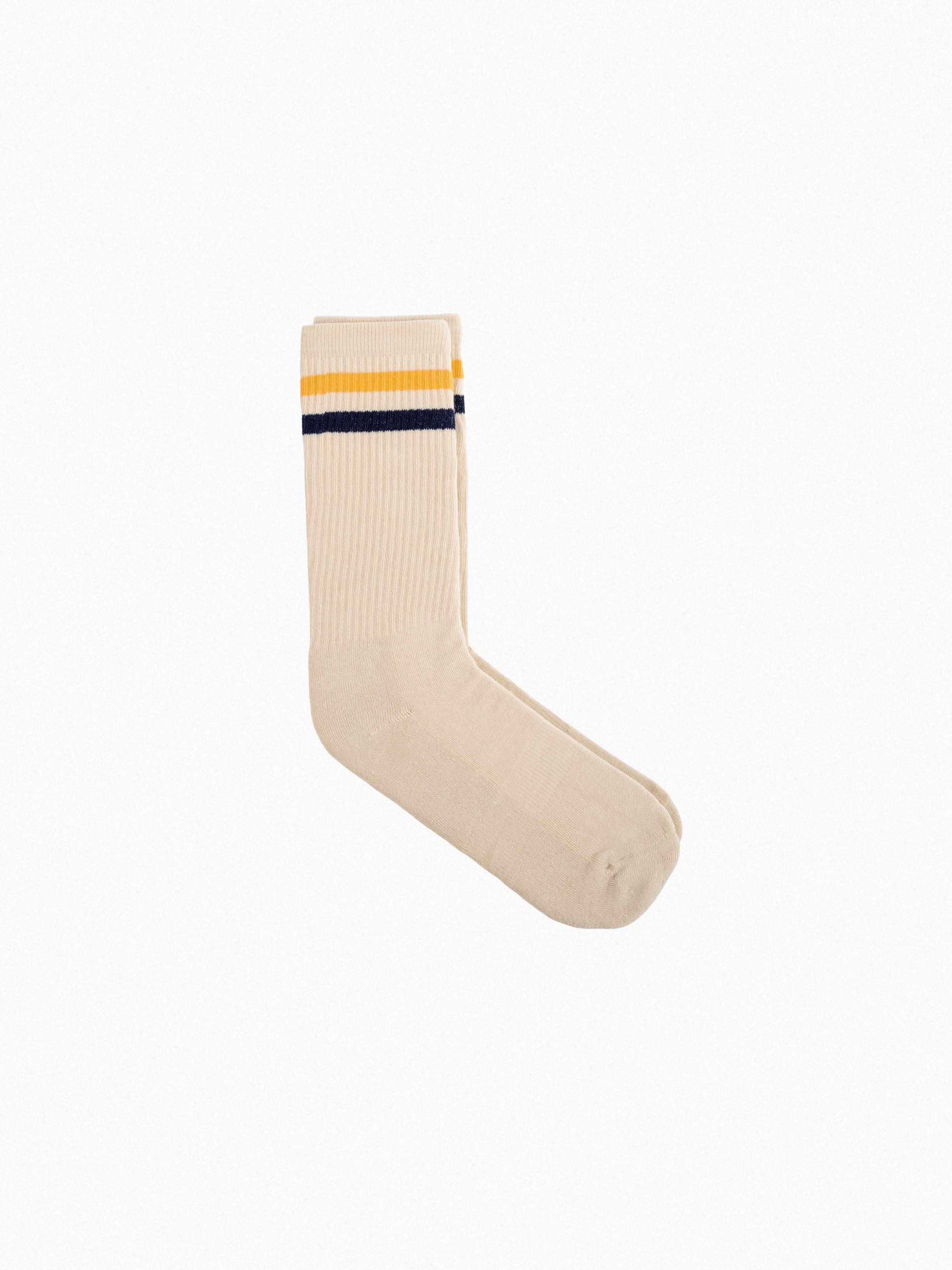 Chaussettes de sport - Vintage - doubles rayures jaune/bleu