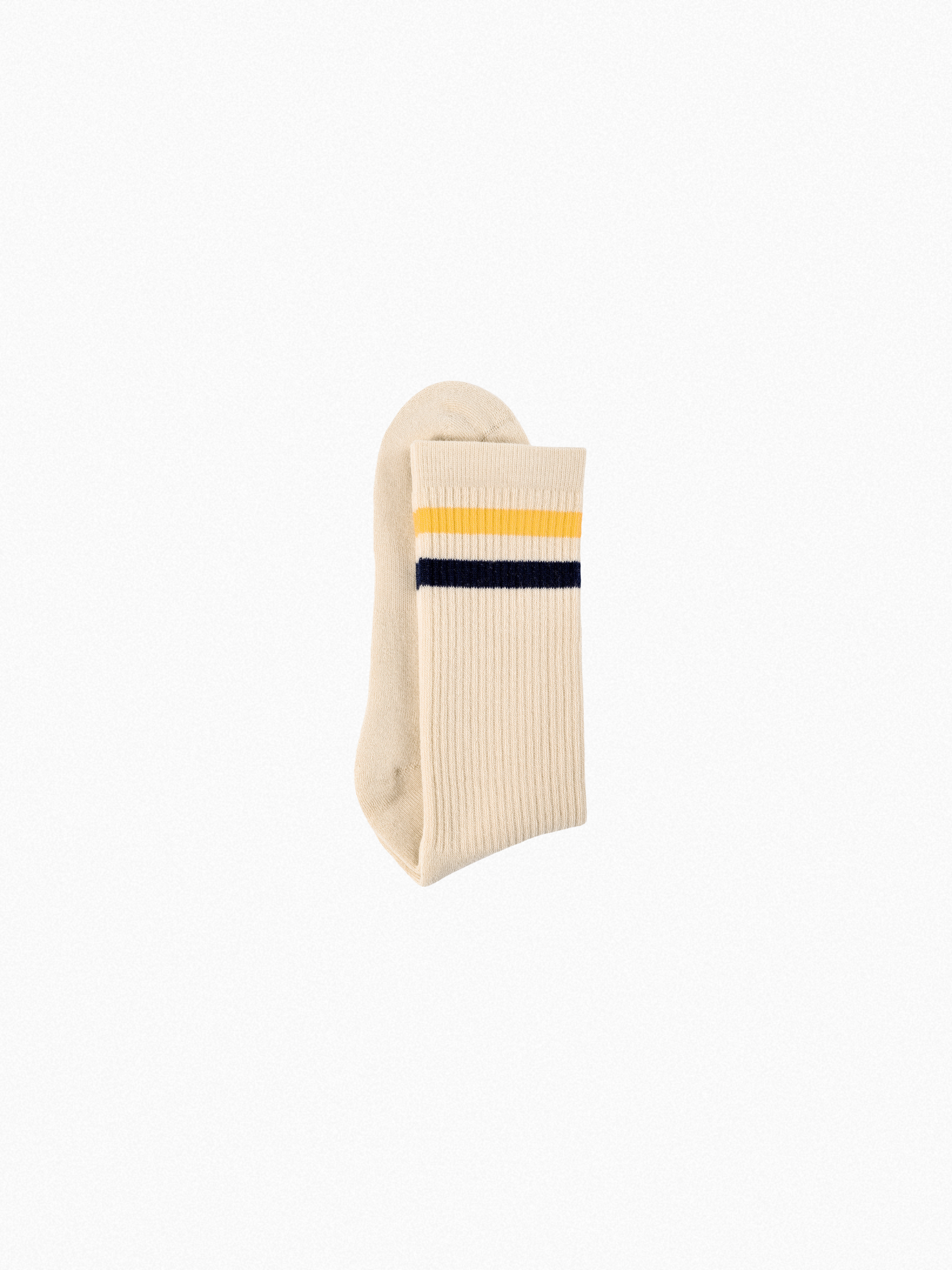 Chaussettes de sport - Vintage - doubles rayures jaune/bleu