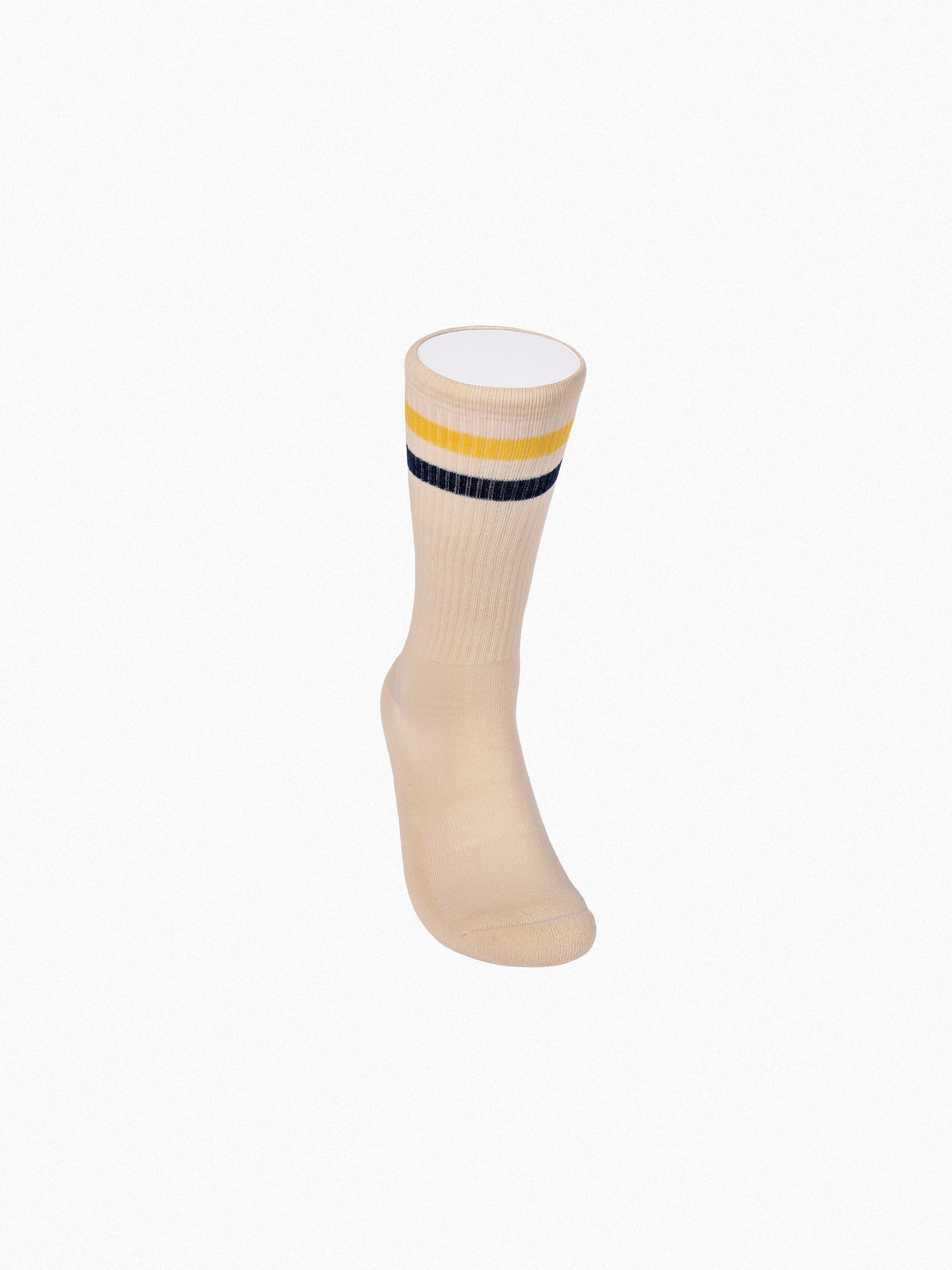 Chaussettes de sport - Vintage - doubles rayures jaune/bleu