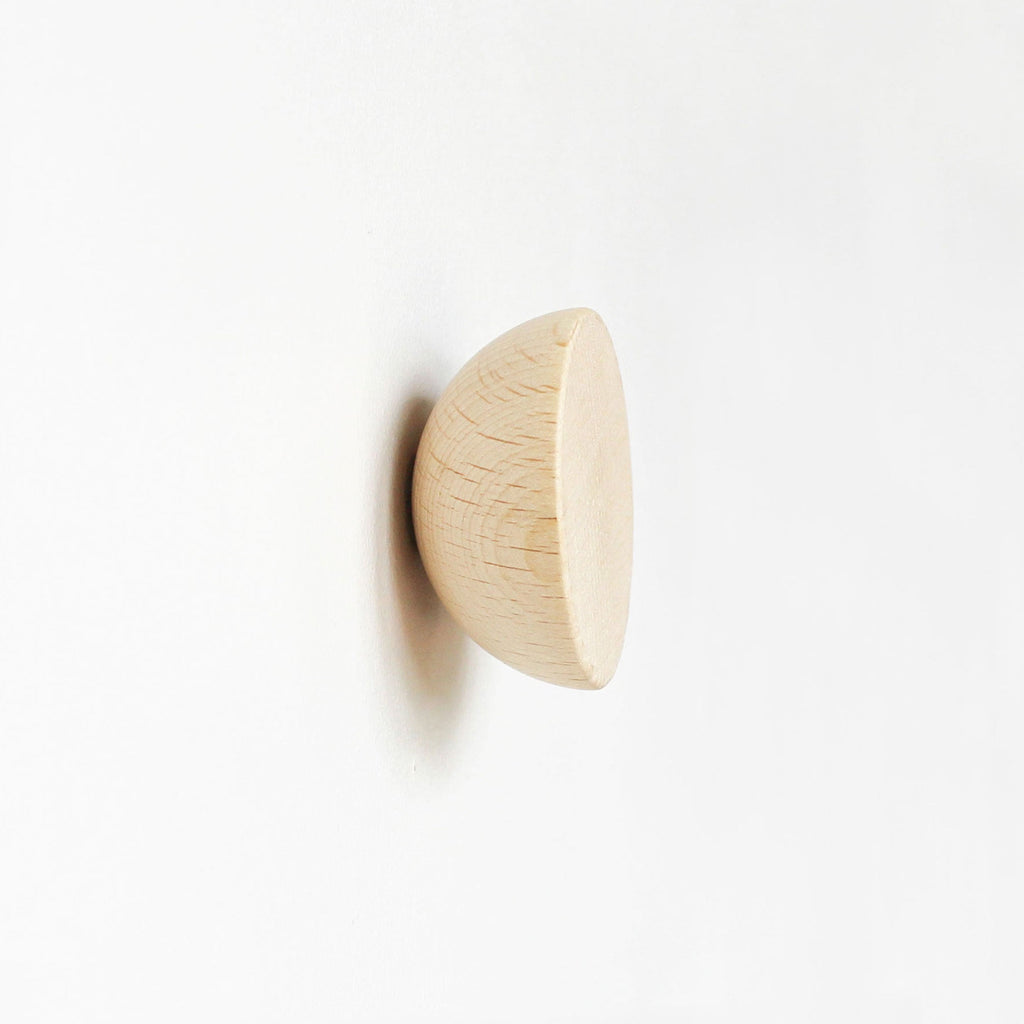 Round Beech Wood Wall Mounted Coat Hook / Knob