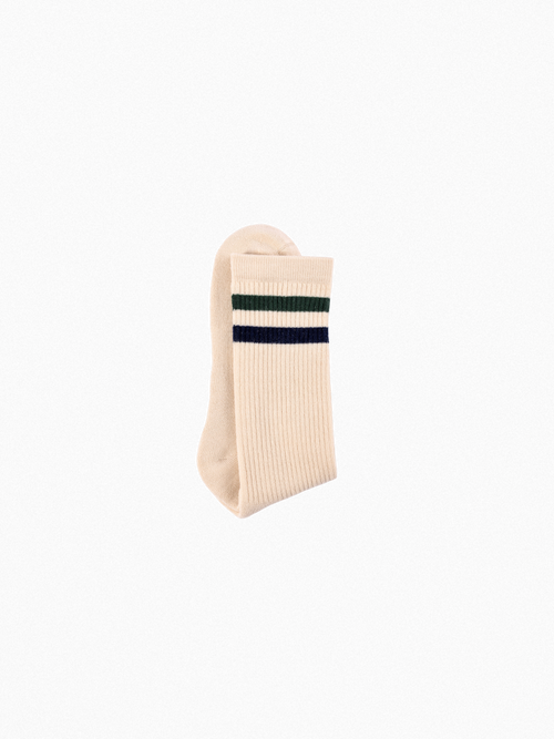 Athletic socks - Vintage - double stripes green/blue