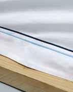 Flat sheet - 200 thread count percale (White with Blue stripes)