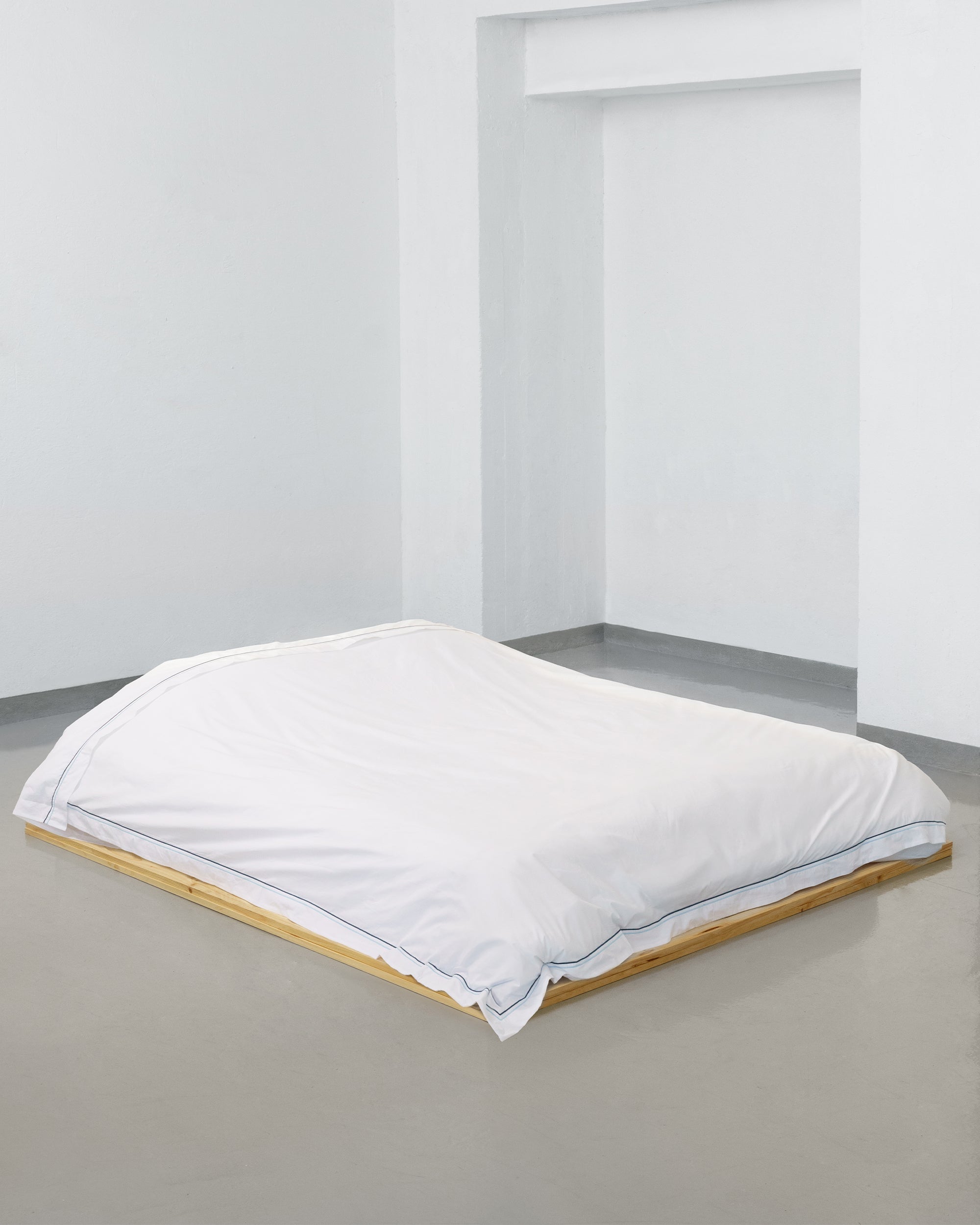 Duvet cover - 200 thread count percale (White with Blue Stripes)