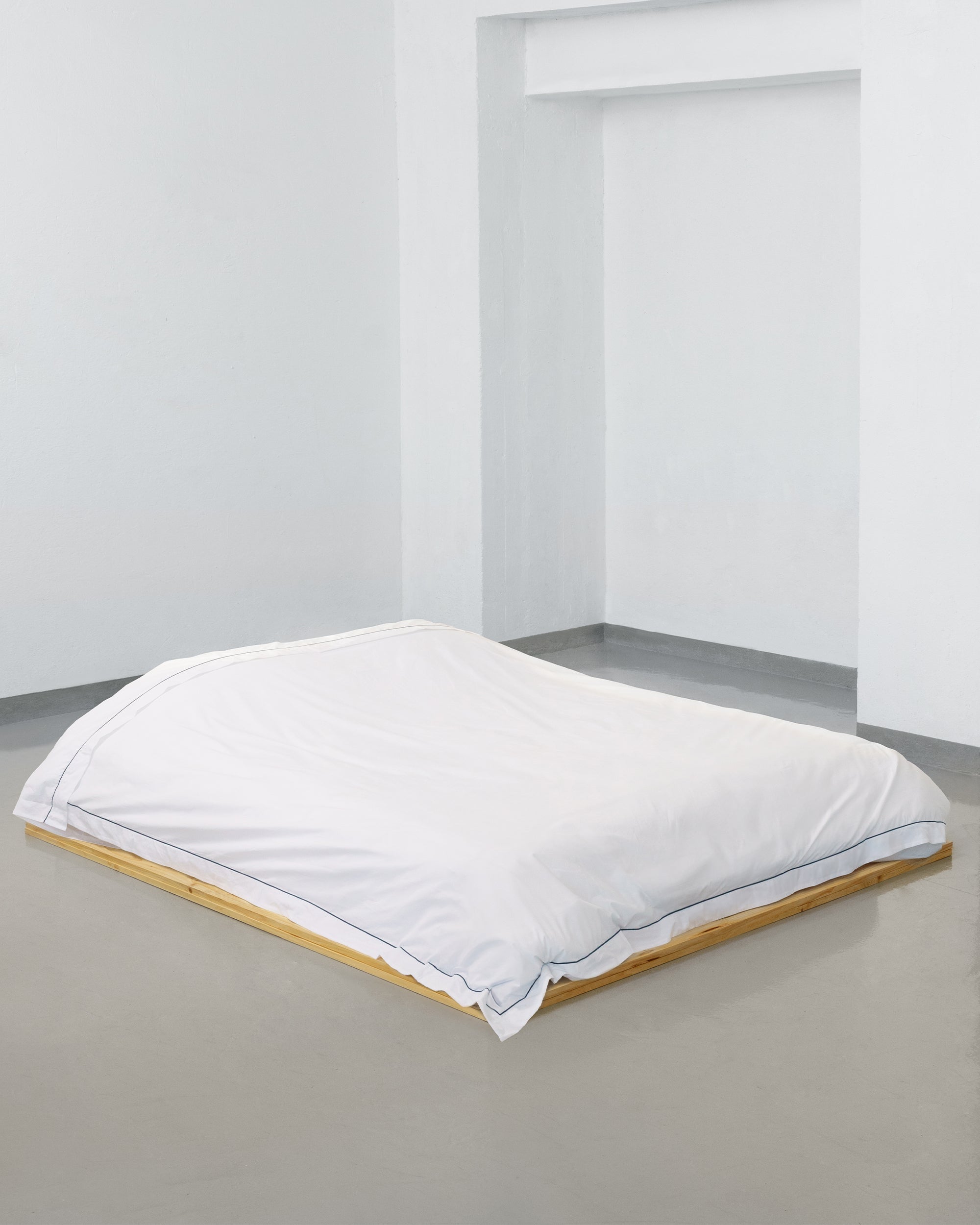 Housse de couette - Satin 300 fils (Blanc à rayures noires)