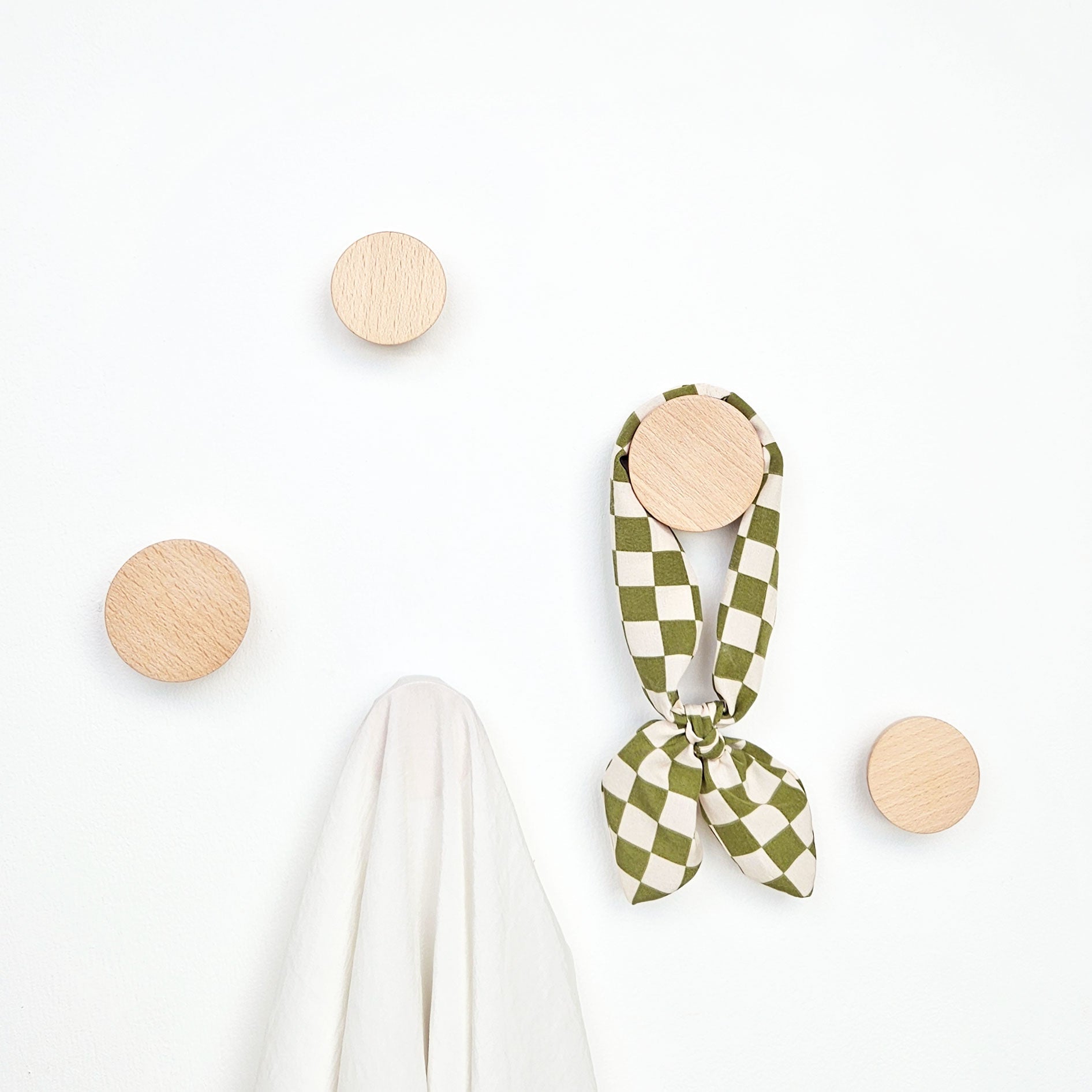 Round Beech Wood Wall Mounted Coat Hook / Knob