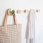 Porte-manteau mural avec miroir en bois de hêtre rond