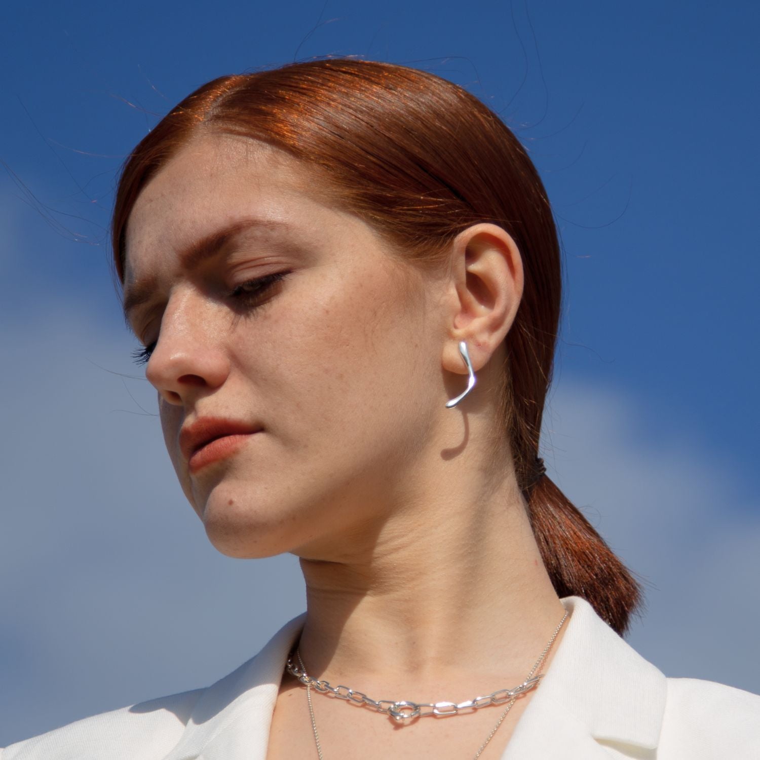 Double Boomerang Earrings Silver
