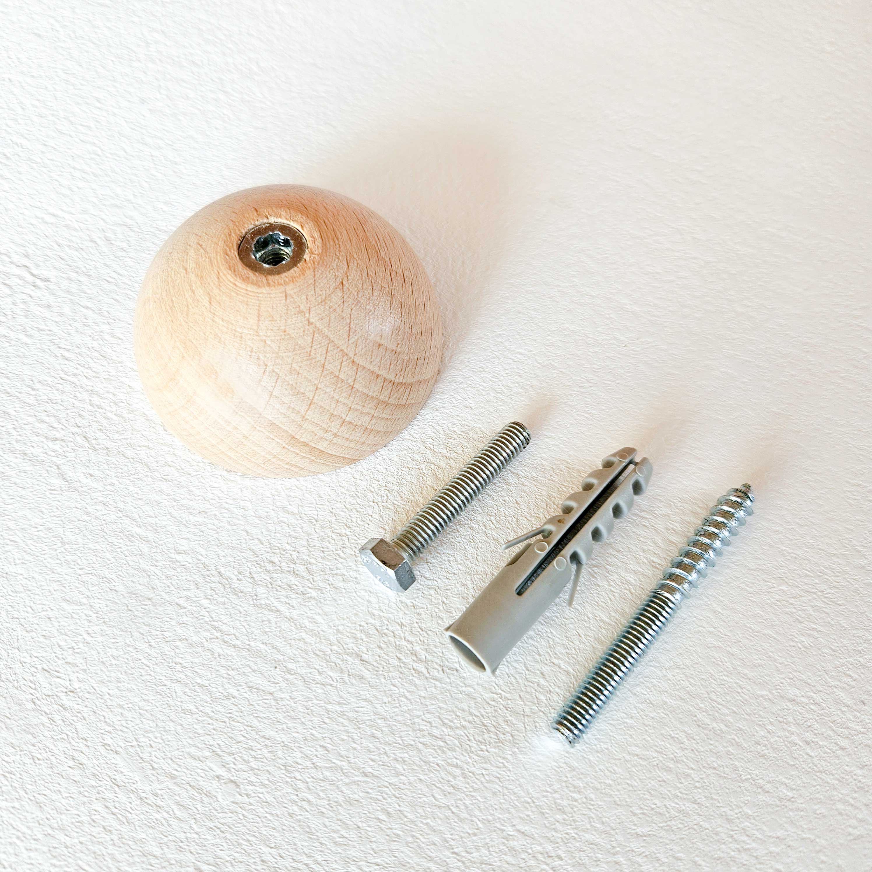 Round Beech Wood Wall Mounted Coat Hook / Knob