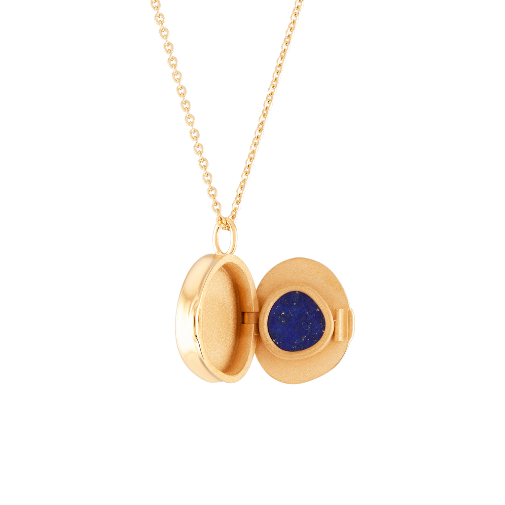 Good Vibes Locket Lapis Lazuli 18K Solid Gold