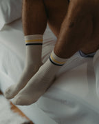 Chaussettes de sport - Vintage - doubles rayures jaune/bleu