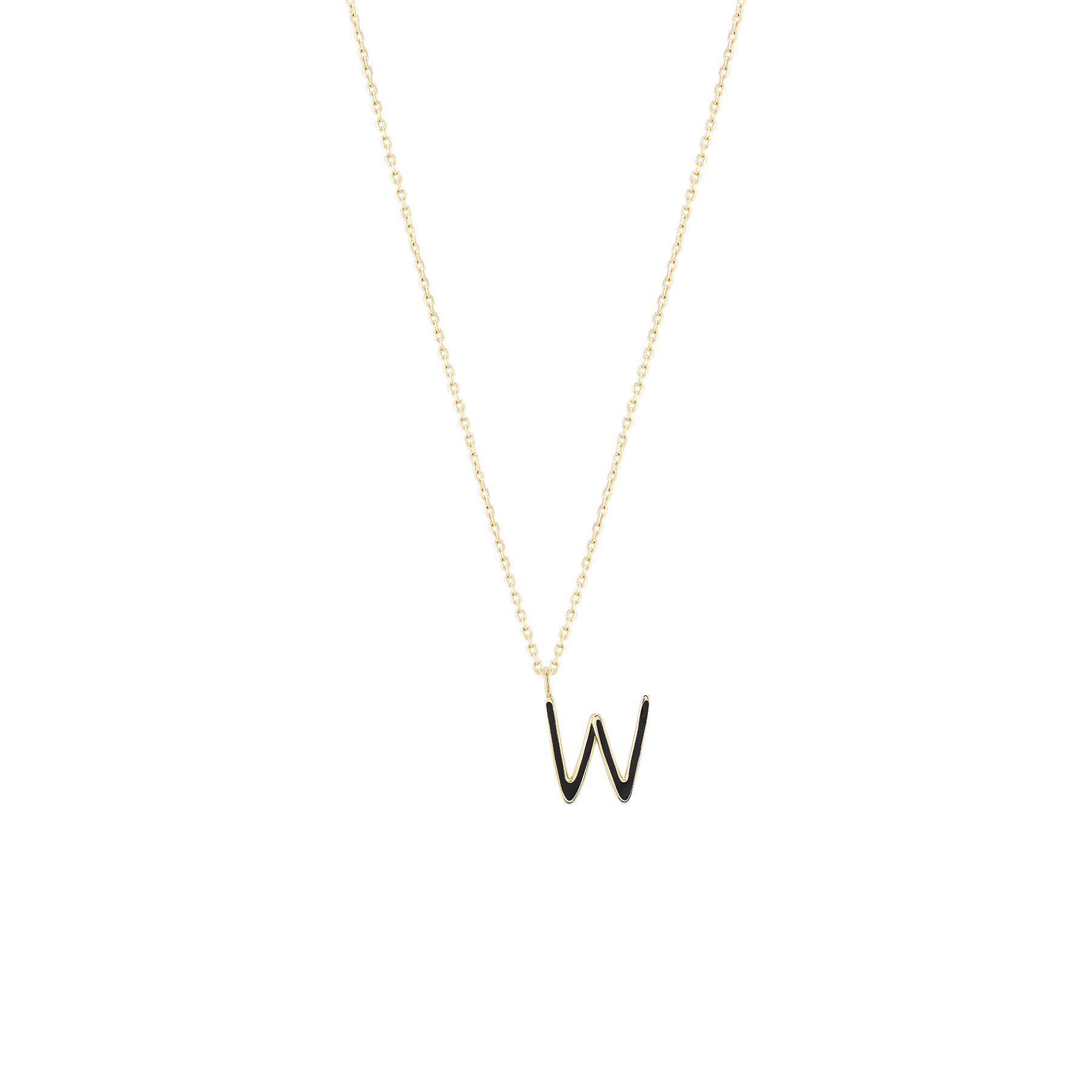 Golden Initial W Necklace