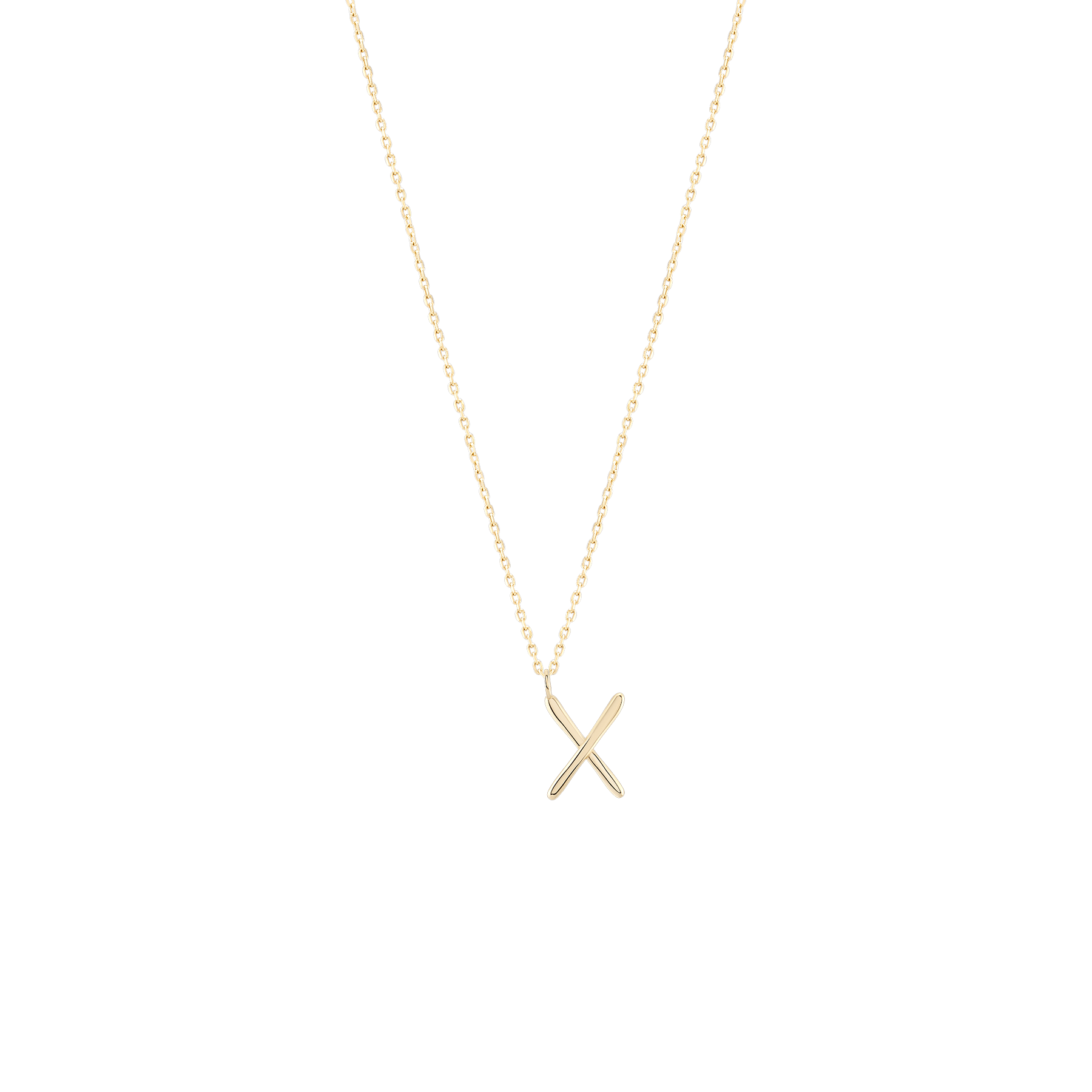 Golden Initial X Necklace