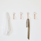 Round Beech Wood & Aluminium Wall Mounted Hook / Hanger with Leather Strap