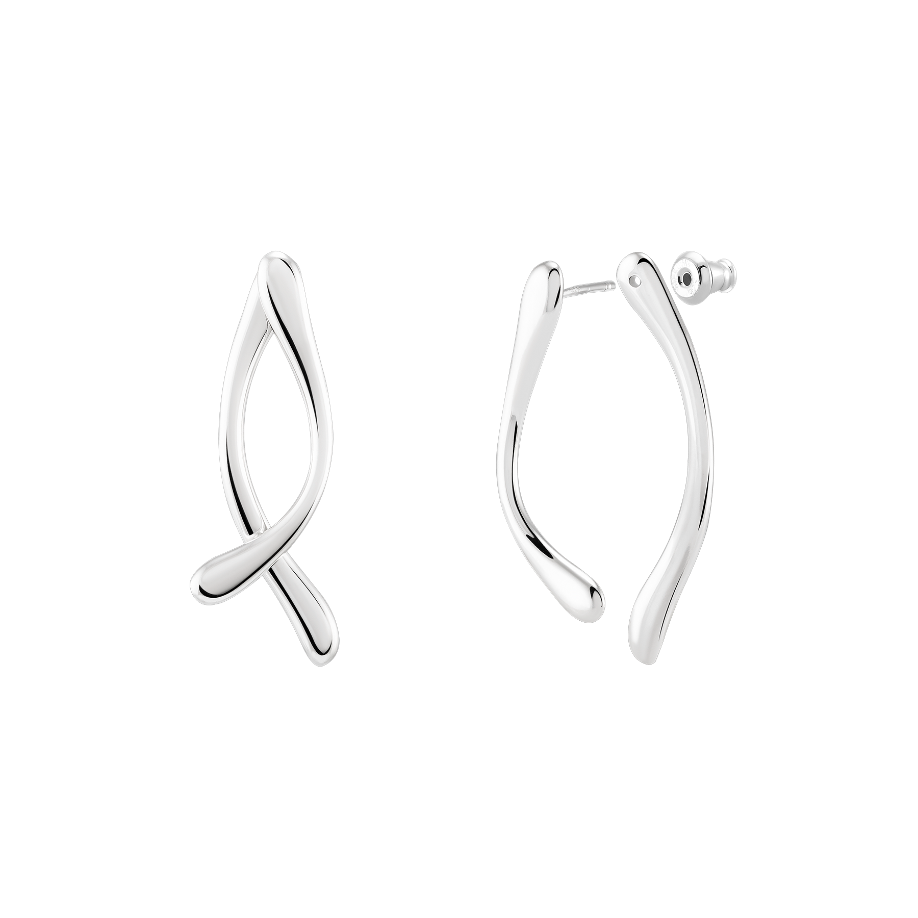 Double Boomerang Earrings Silver