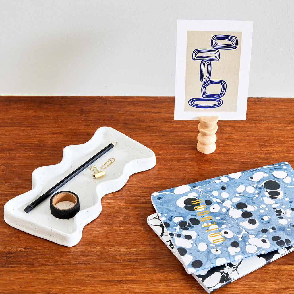 Ceramic Wave Trays - Speckled White - Rectangle