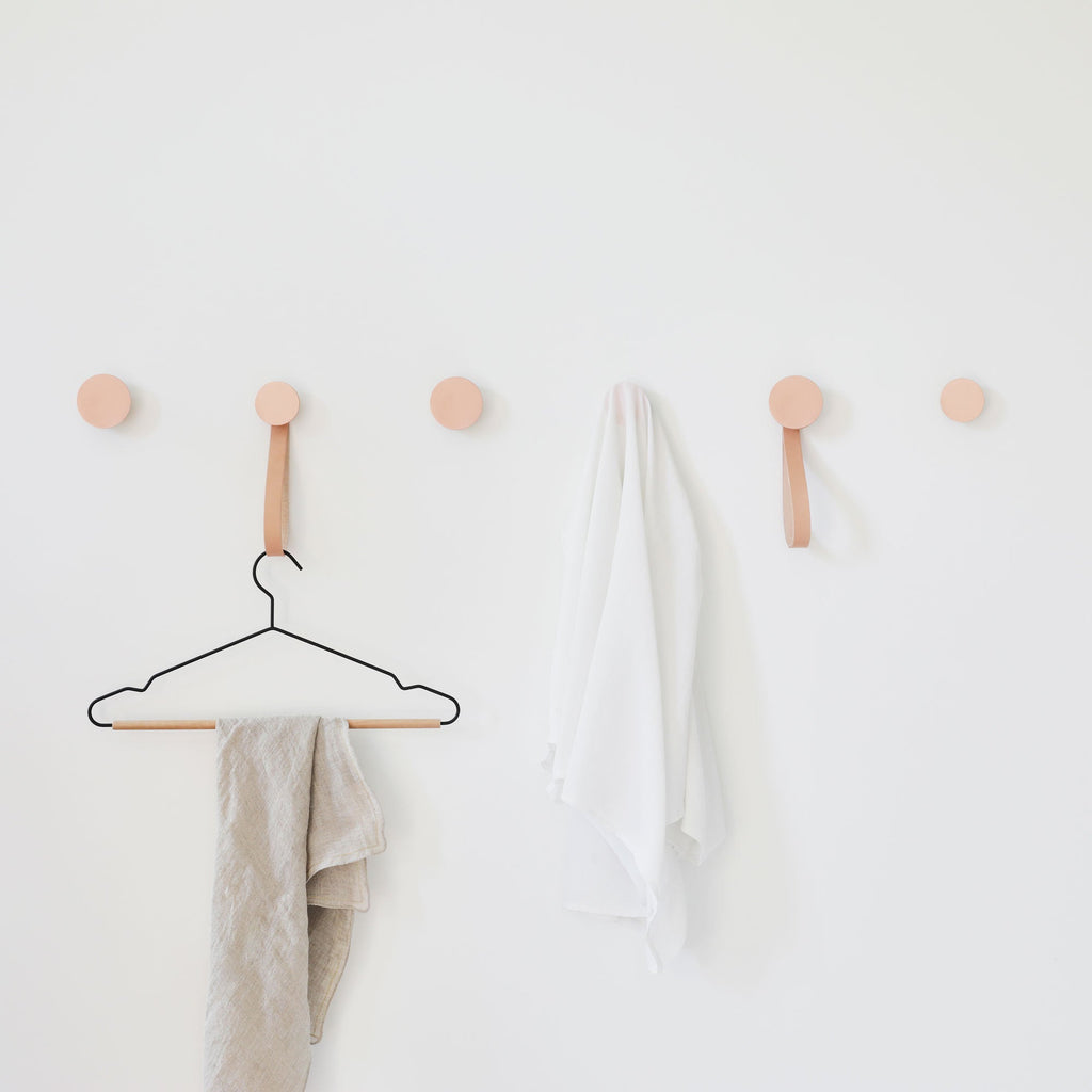 Round Beech Wood & Copper Wall Mounted Coat Hook / Knob