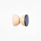 Patère/bouton mural géométrique en hêtre et céramique - Bleu foncé