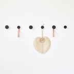 Round Beech Wood & Ceramic Wall Mounted Coat Hook / Knob - Dark Green