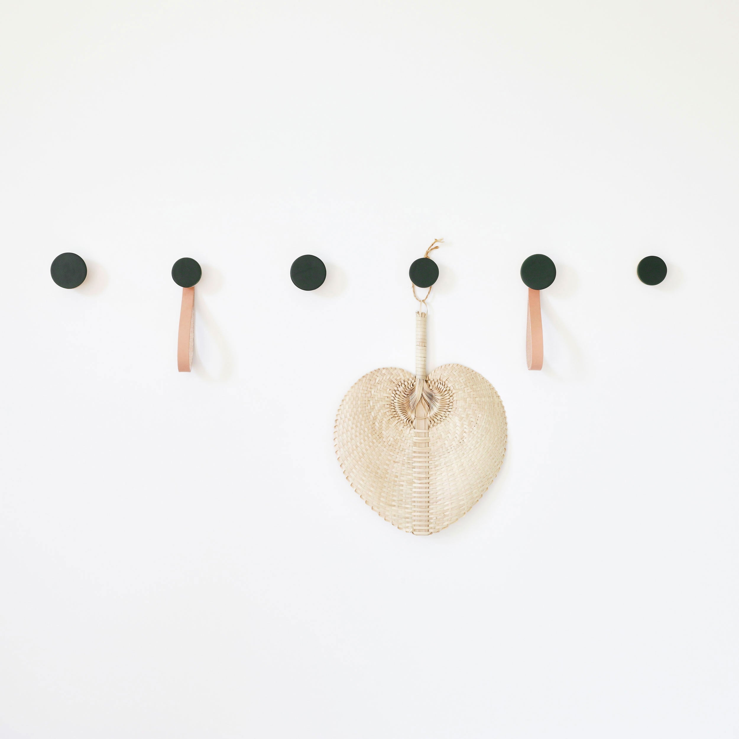 Round Beech Wood & Ceramic Wall Mounted Coat Hook / Knob - Dark Green