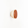 Round Beech Wood & Ceramic Wall Mounted Coat Hook / Knob - Dark Terracotta Orange