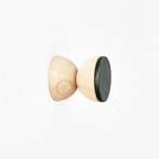 Geometric Beech Wood & Ceramic Wall Mounted Coat Hook / Knob - Dark Green