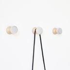 Geometric Beech Wood & Ceramic Wall Mounted Coat Hook / Knob - Grey Sand