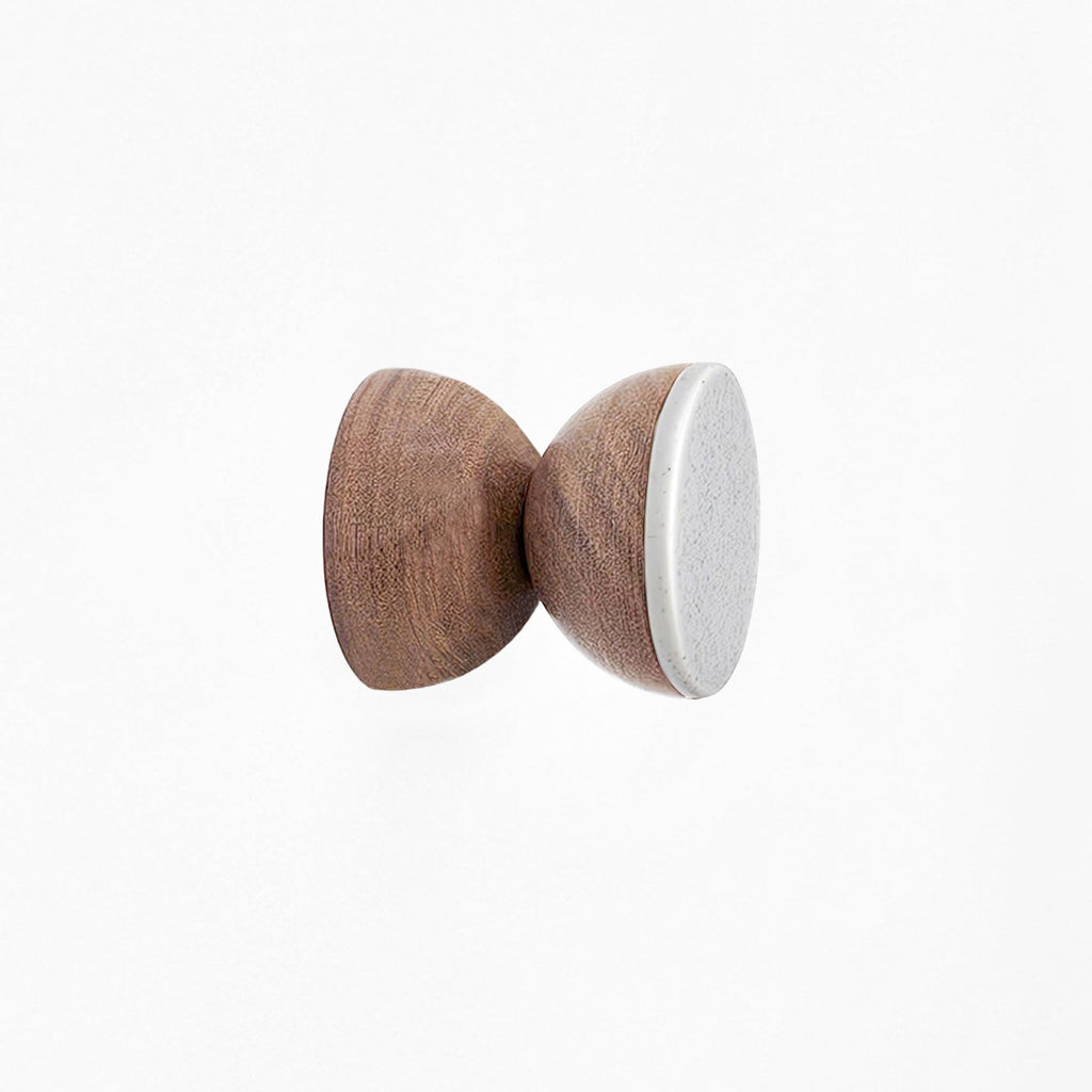 Porte-manteau/patère murale géométrique en bois de noyer et céramique - Gris tacheté