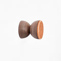 Geometric Walnut Wood & Ceramic Wall Mounted Coat Hook / Knob - Terracotta Orange Specks