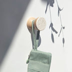 Geometric Beech Wood & Ceramic Wall Mounted Coat Hook / Knob - White Sand