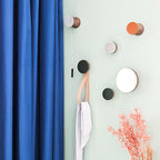 Round Walnut Wood Wall Mounted Mirror Coat Hook