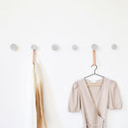 Round Beech Wood & Ceramic Wall Mounted Coat Hook / Knob - Speckled Grey