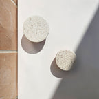Round Beech Wood & Ceramic Wall Mounted Coat Hook / Knob - Speckled White