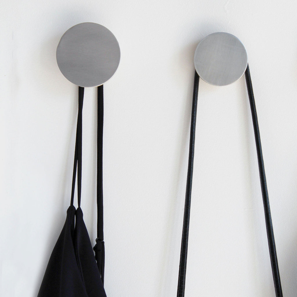 Round Beech Wood & Aluminium Wall Mounted Coat Hook / Knob