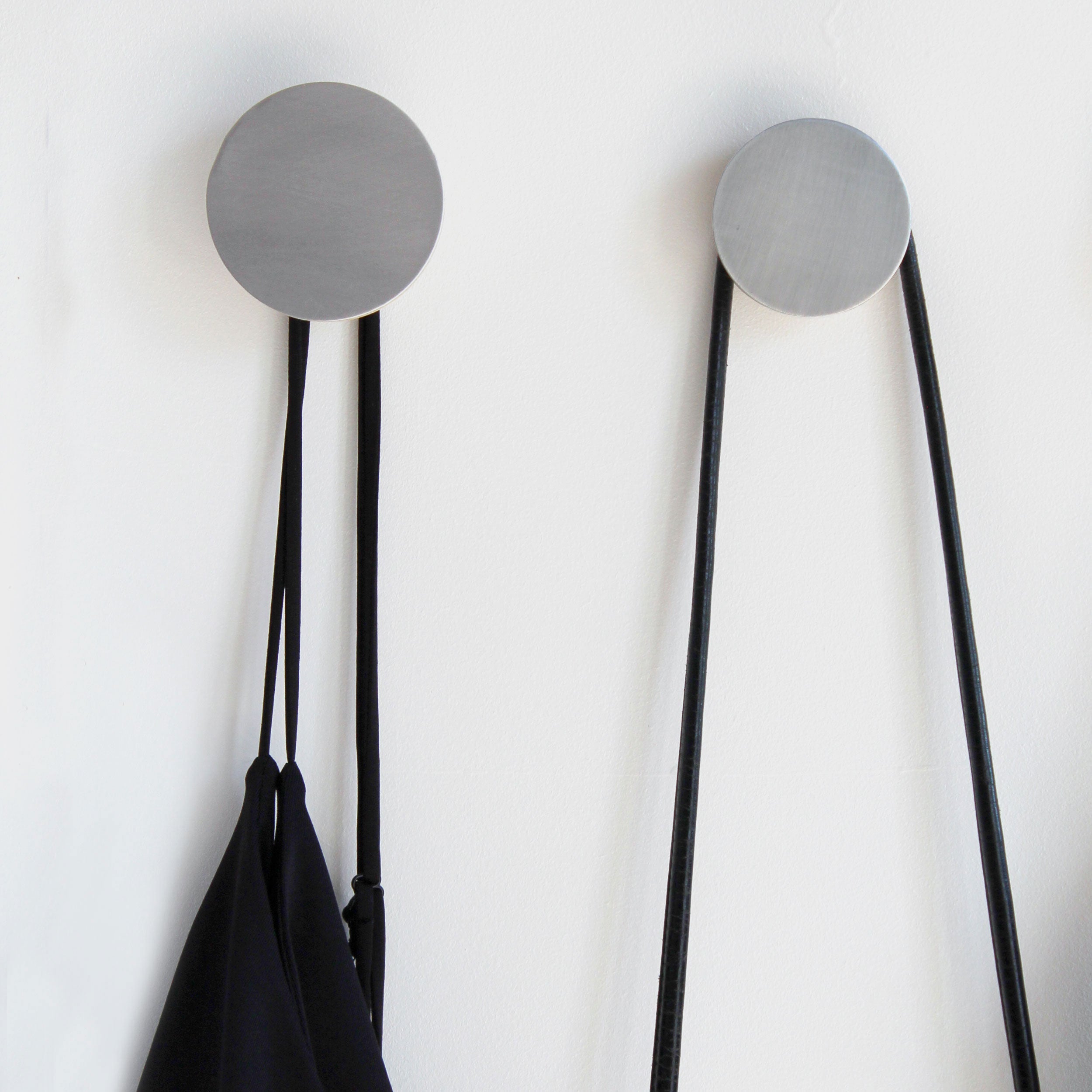 Round Beech Wood & Aluminium Wall Mounted Coat Hook / Knob