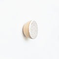 Round Beech Wood & Ceramic Wall Mounted Coat Hook / Knob - Speckled White