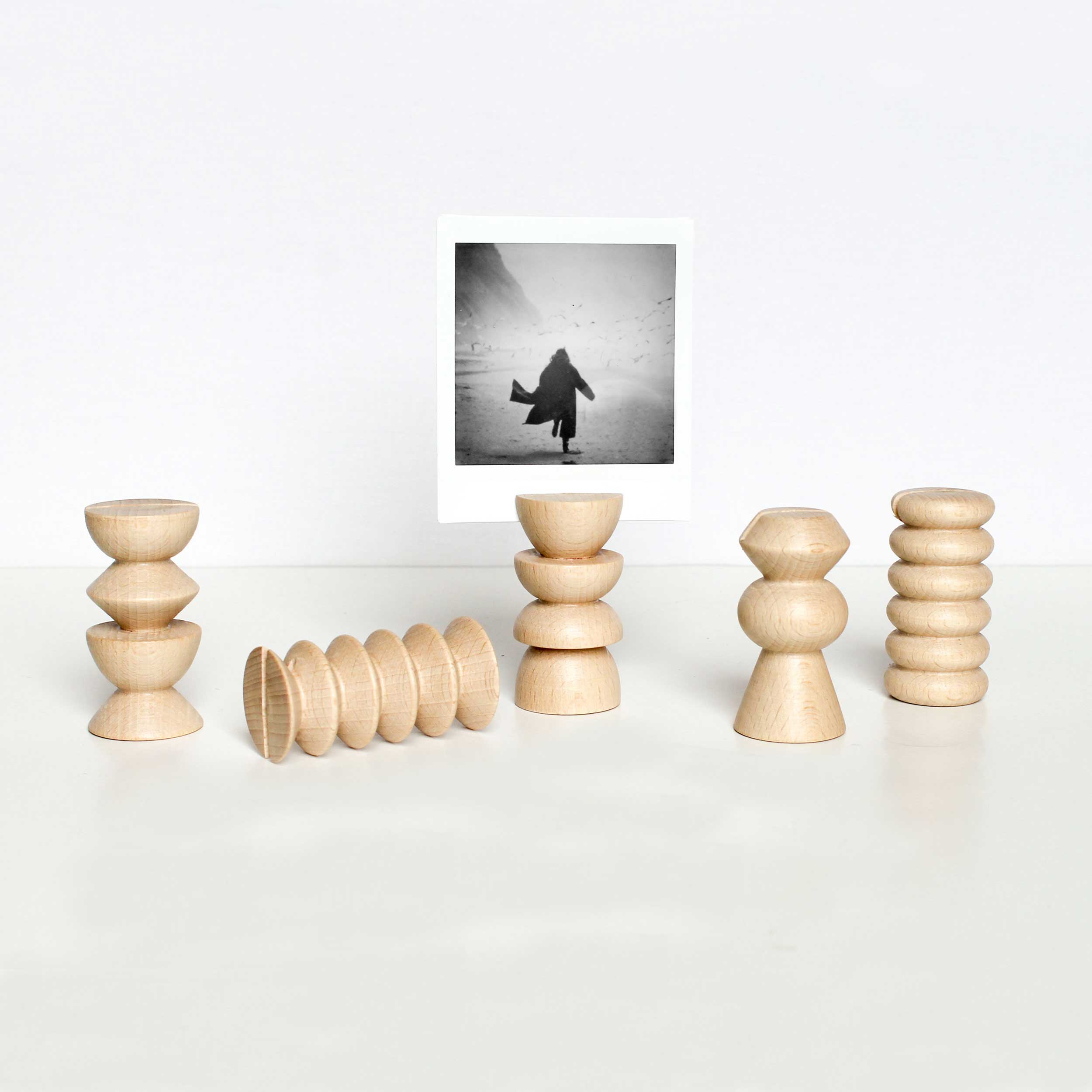 Totem Wooden Picture / Postcard Stand - Set of 5 Tall Stands