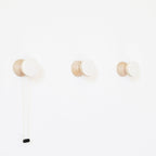 Geometric Beech Wood & Ceramic Wall Mounted Coat Hook / Knob - White Sand