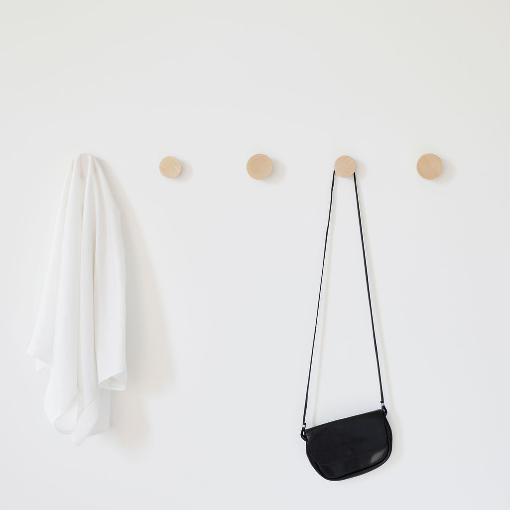 Round Beech Wood Wall Mounted Coat Hook / Knob