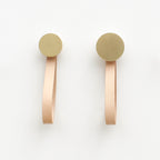 Round Beech Wood & Brass Wall Mounted Coat Hook / Hanger with Leather Strap