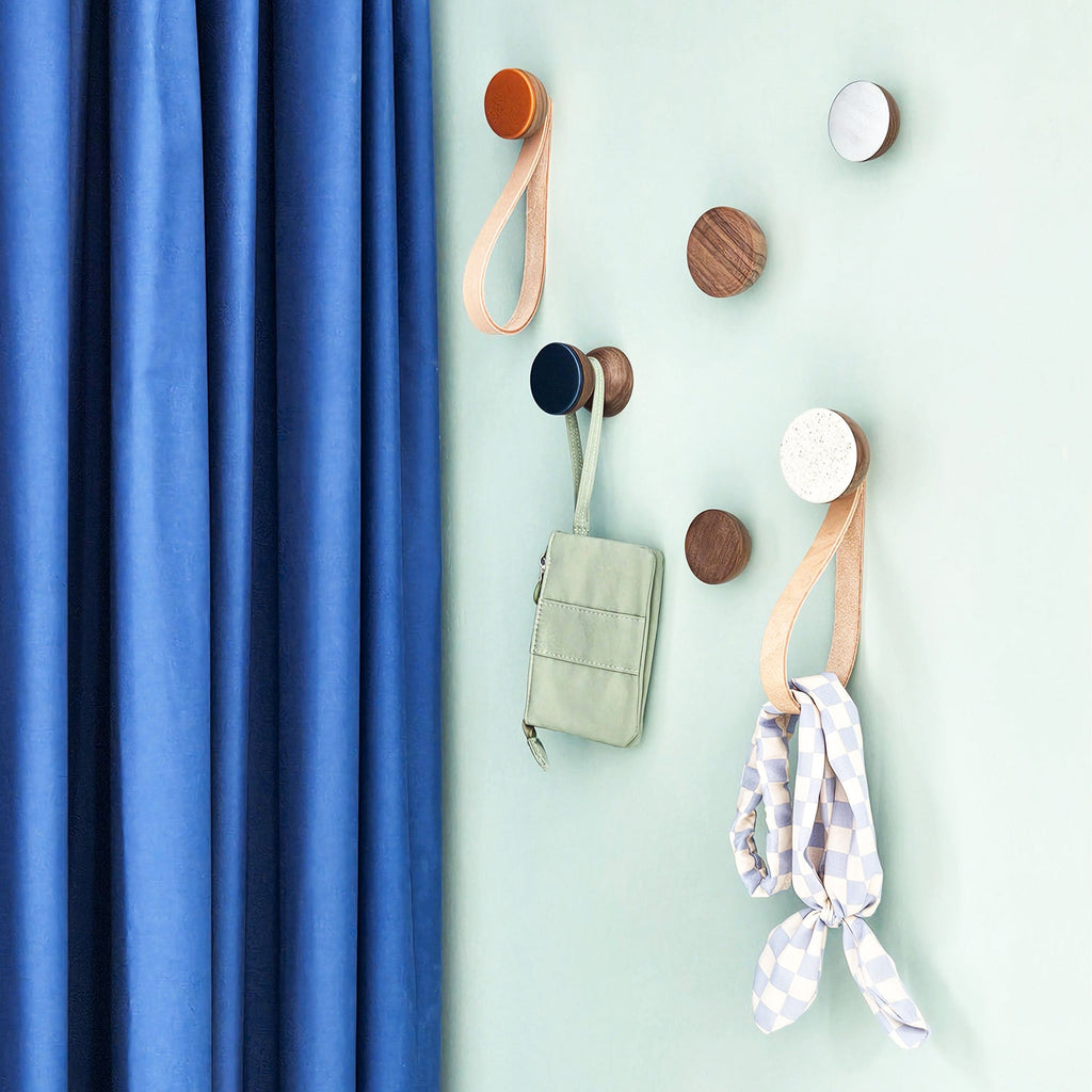 Round Walnut Wood Wall Mounted Coat Hook / Knob