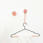 Round Walnut Wood & Ceramic Wall Mounted Coat Hook / Hanger with Leather Strap - Dark Terracotta Orange