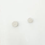 Round Walnut Wood & Ceramic Wall Mounted Coat Hook / Knob - Speckled White