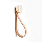 Porte-manteau mural / Patère en bois de hêtre et céramique avec sangle en cuir – Sable blanc
